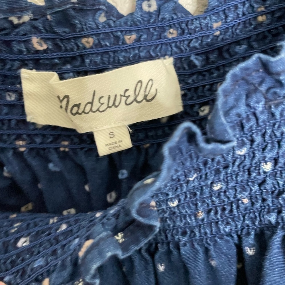 Madewell Heart Print Boxy Oversize Square Neck Blouse Small - Picture 2 of 7